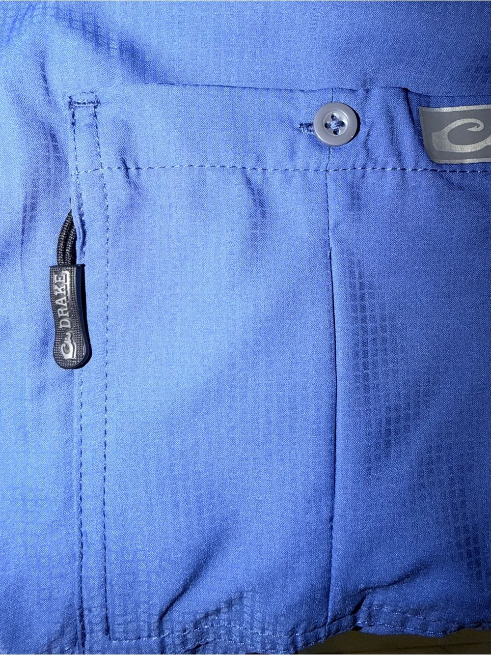 Drake Performance Fishing DPF Shirt Mens Med Blue Vented Short Sleeve Button Up - Picture 12 of 16